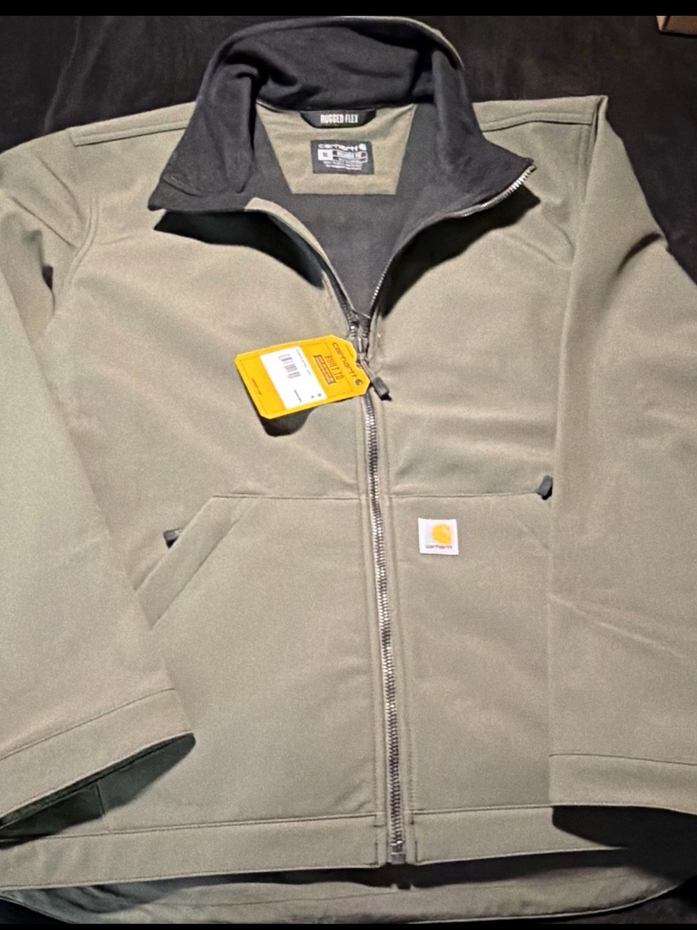 Carhartt men’s  Olive Green Full-Zip Jacket with Contrast Collar